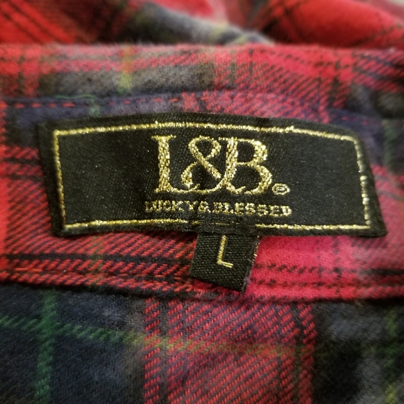 Lucky Brand Black/Red Plaid Fade Button Down SZ L - Picture 5 of 9